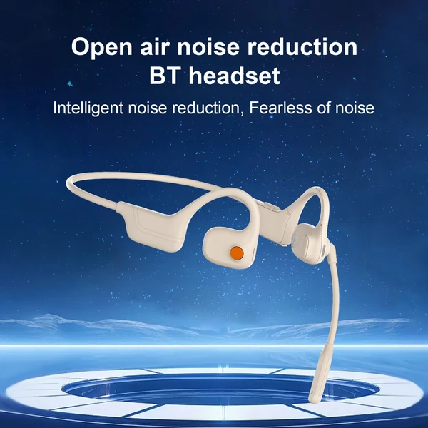 DG09 Csontvezetéses headset, nyílt beszéd zajszűrő, BT 5.3 - Bézs