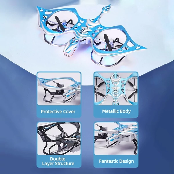 2,4 GHz-es távirányítós Quadcopter magasságtartással, Kék, 2 akkumulátor