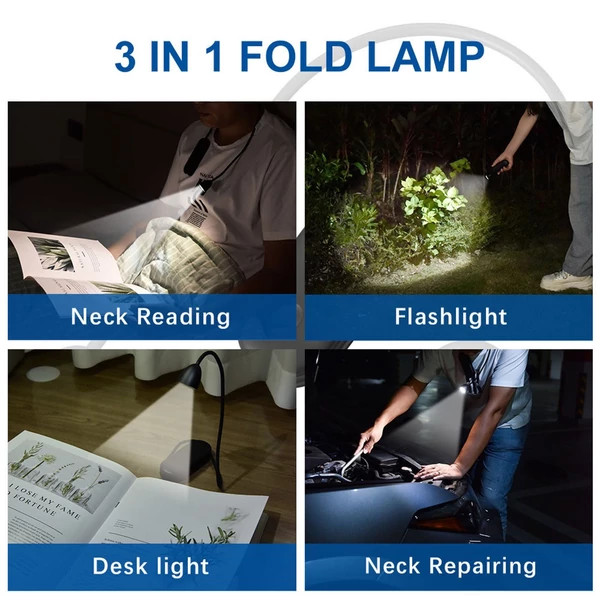 Lehajtható nyakú LED olvasólámpa - Fekete