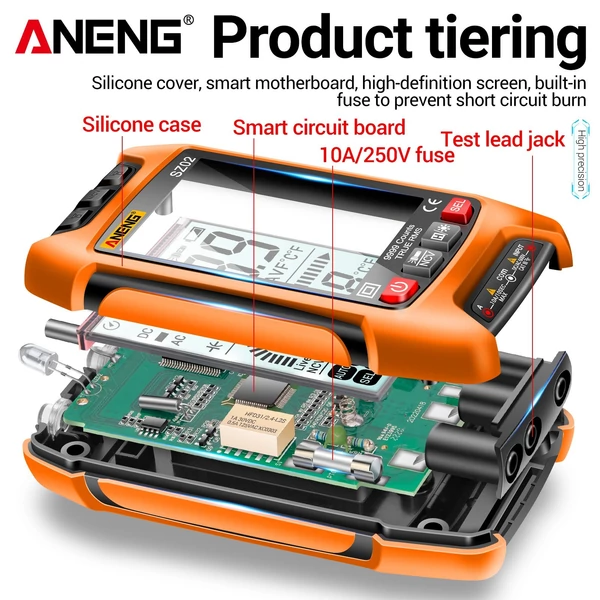 ANENG SZ02 Intelligens digitális multiméter, automatikus hatótávolság 9999 NCV - Narancs