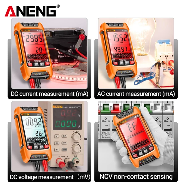 ANENG SZ02 Intelligens digitális multiméter, automatikus hatótávolság 9999 NCV - Narancs