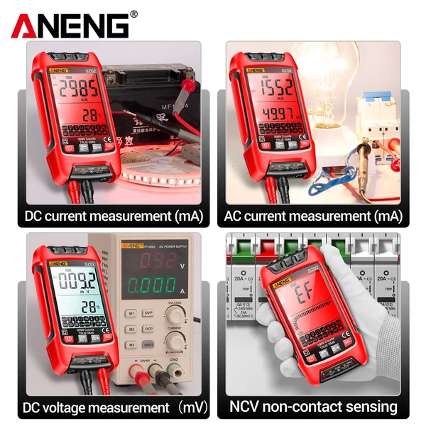 ANENG SZ02 Intelligens digitális multiméter, automatikus hatótávolság 9999 NCV - Piros