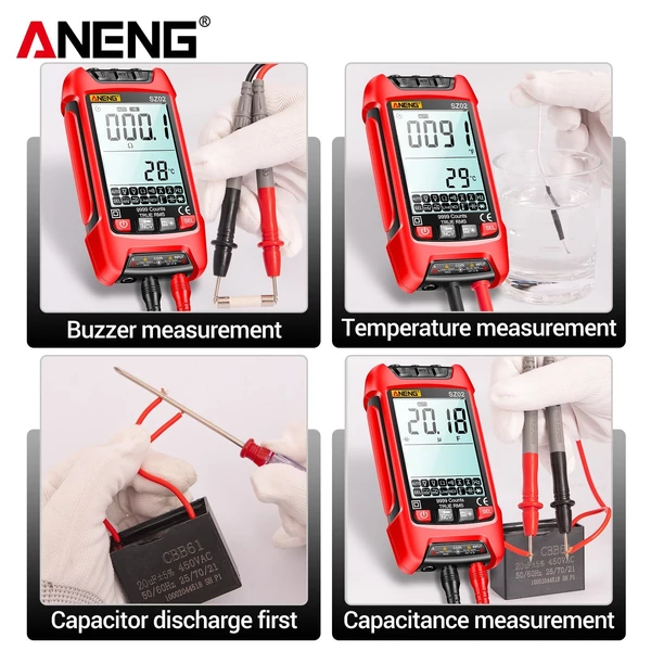 ANENG SZ02 Intelligens digitális multiméter, automatikus hatótávolság 9999 NCV - Piros