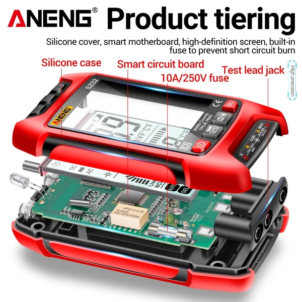 ANENG SZ02 Intelligens digitális multiméter, automatikus hatótávolság 9999 NCV - Piros