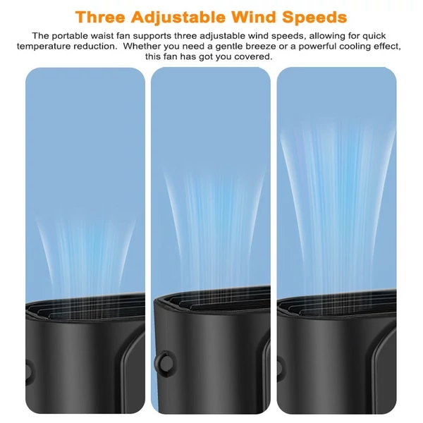 Többfunkciós derékventilátor, nyakventilátor Újratölthető asztali ventilátor LED lámpával és Power Bank funkcióval