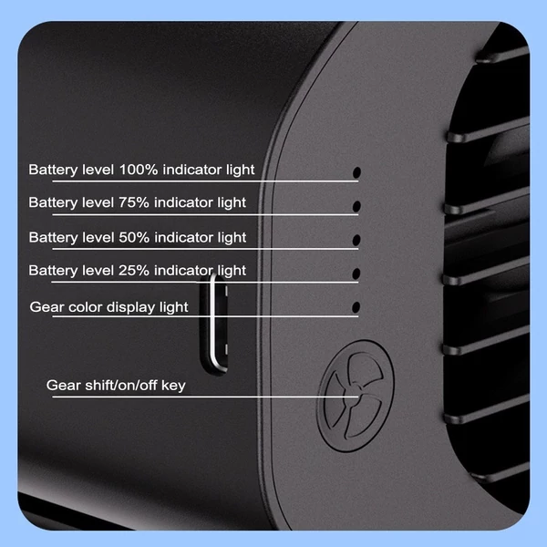 Hordozható derékventilátor, újratölthető asztali ventilátor, csíptetős hordható ventilátor