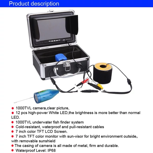 Víz alatti horgászkamera 7 hüvelykes LCD monitorral - 30m mélység