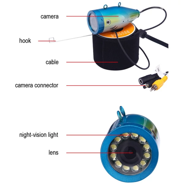 Víz alatti horgászkamera 7 hüvelykes LCD monitorral - 30m mélység