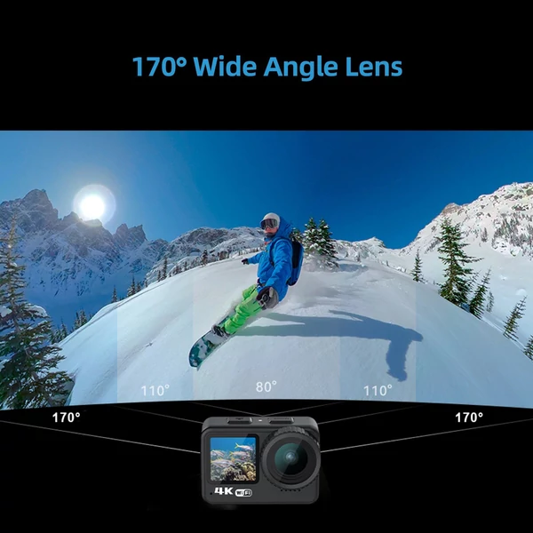 4K 60FPS akciókamera, 24MP WiFi sportkamera