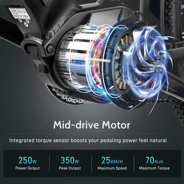 FAFREES FM8 elektromos kerékpár, 27,5 hüvelykes léggumik, 250 W-os középhajtású motor - Zöld