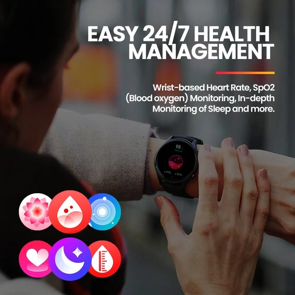 Zeblaze Btalk 3 Plus okosóra kristálytiszta, 1,39 hüvelykes színes kijelzővel, pulzusszám- és fitneszkövetővel - Fekete