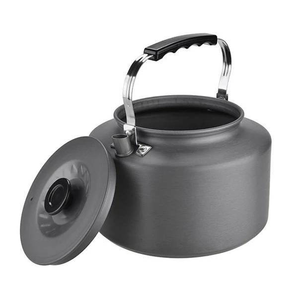 Kemping vízforraló nyílt tűzhöz, 2 literes tábori vízforraló + 4*360 ml-es rozsdamentes acél pohár