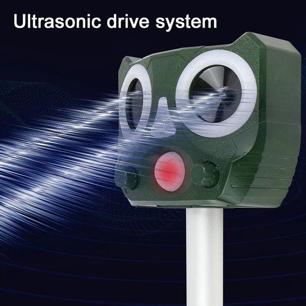 USB újratölthető kültéri vízálló, napenergia PIR érzékelős állatriasztó eszköz
