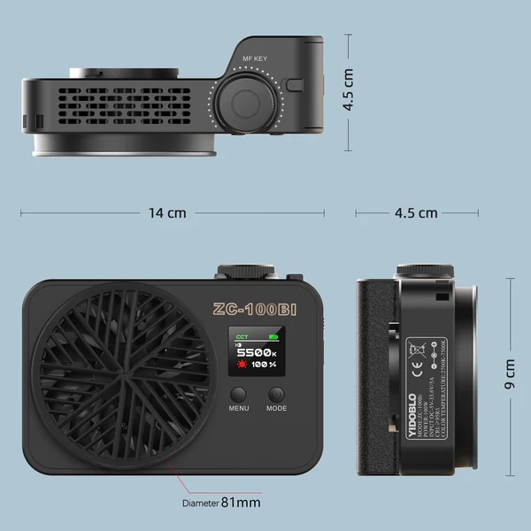 YIDOBLO mini kétszínű videolámpa, 100 W-os COB fényképezőlámpa