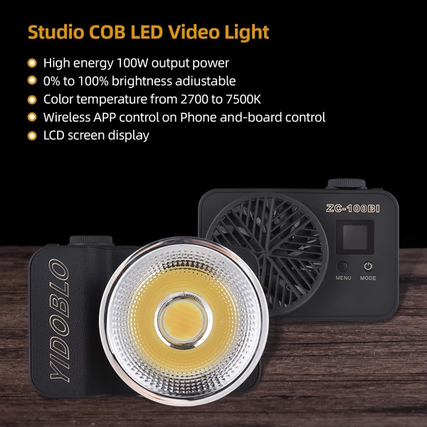 YIDOBLO mini kétszínű videolámpa, 100 W-os COB fényképezőlámpa