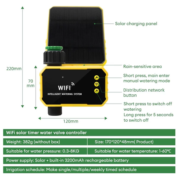 Tuya WiFI intelligens kerti öntözésvezérlő eszköz, automatikus víztakarékosság