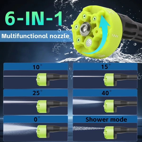 Akkumulátoros 980PSI vezeték nélküli nagynyomású mosógép 21 V-os akkumulátorral