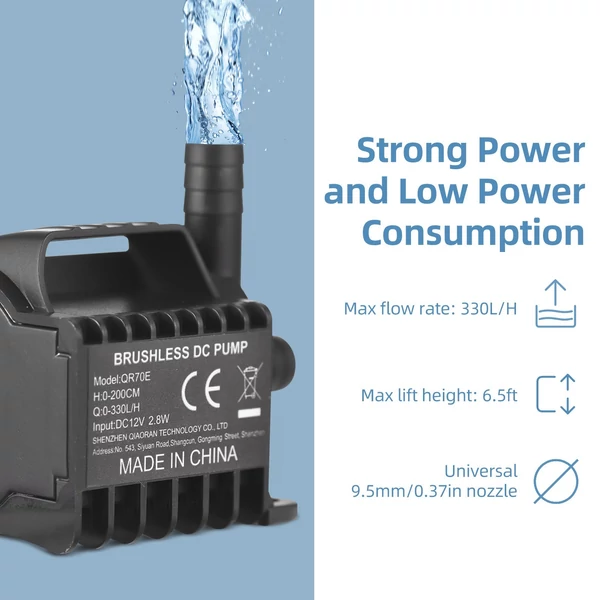 Merülő 12 V-os elektromos vízszivattyú, kis szökőkút szivattyú - max. 1,5m-es emeléssel, 500 l/h