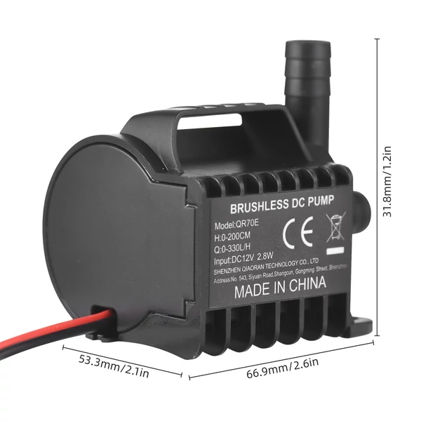 Merülő 12 V-os elektromos vízszivattyú, kis szökőkút szivattyú - max. 1,5m-es emeléssel, 500 l/h