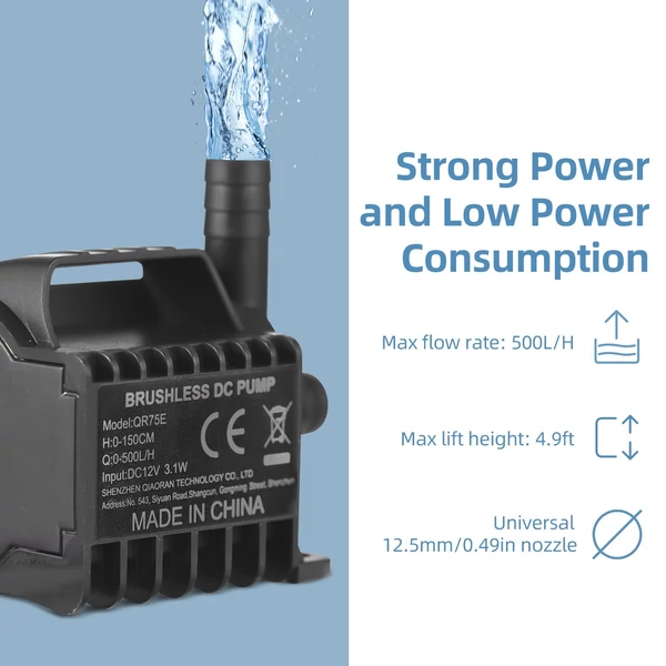 Merülő 12 V-os elektromos vízszivattyú, kis szökőkút szivattyú- max. 2m-es emeléssel, 330 l/h