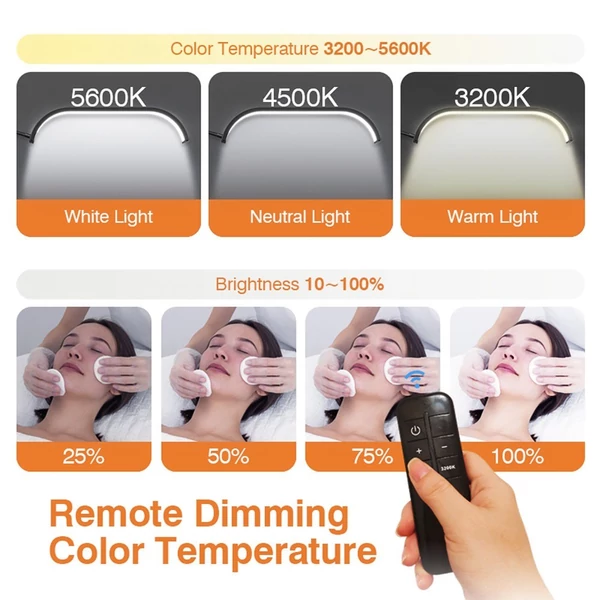 Andoer HD-63X 30 W LED töltőlámpa, 20 hüvelykes padló LED videolámpa, szépség állólámpa - Fekete