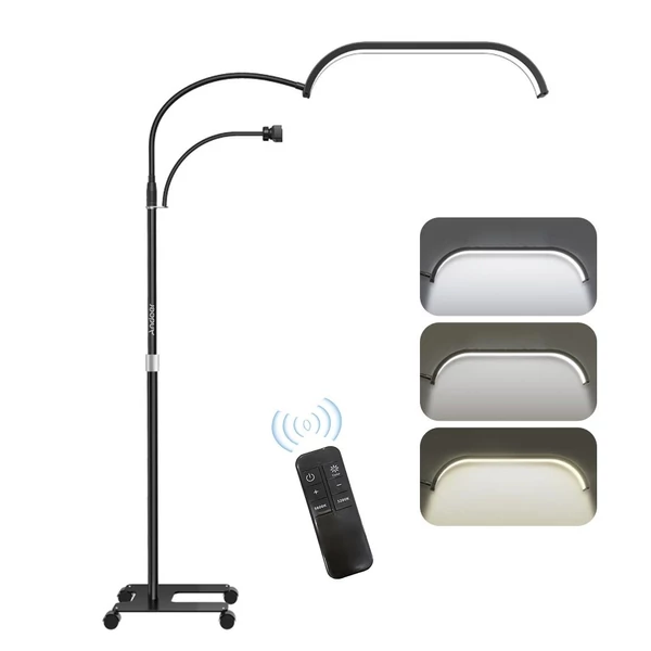 Andoer HD-63X 30 W LED töltőlámpa, 20 hüvelykes padló LED videolámpa, szépség állólámpa - Fekete