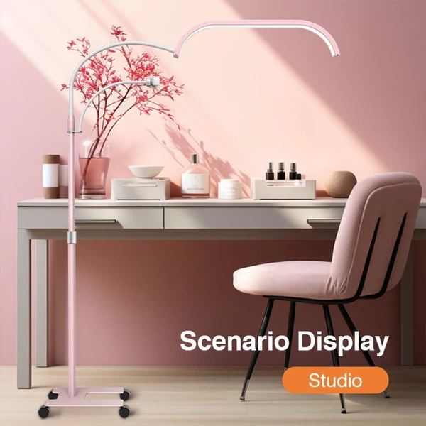 Andoer HD-63X 30 W LED töltőlámpa, 20 hüvelykes padló LED videolámpa, szépség állólámpa - Pink