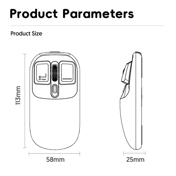 Átlátszó vezeték nélküli kettős módú egerek, BT5.0 2.4G egygombos kapcsoló, C típusú 400mAh - Lila