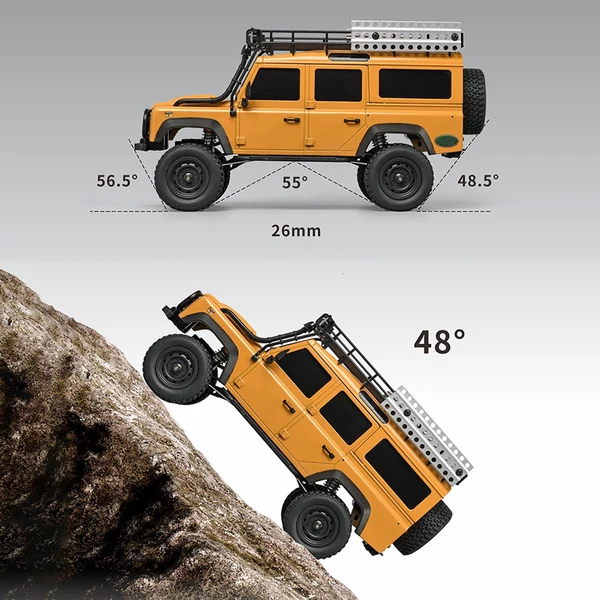 1/18 2,4 GHz-es 4WD távirányítós autó - Sárga, 1 akkumulátor