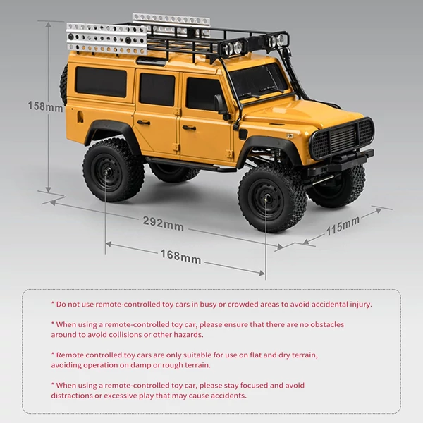 1/18 2,4 GHz-es 4WD távirányítós autó - Sárga, 1 akkumulátor