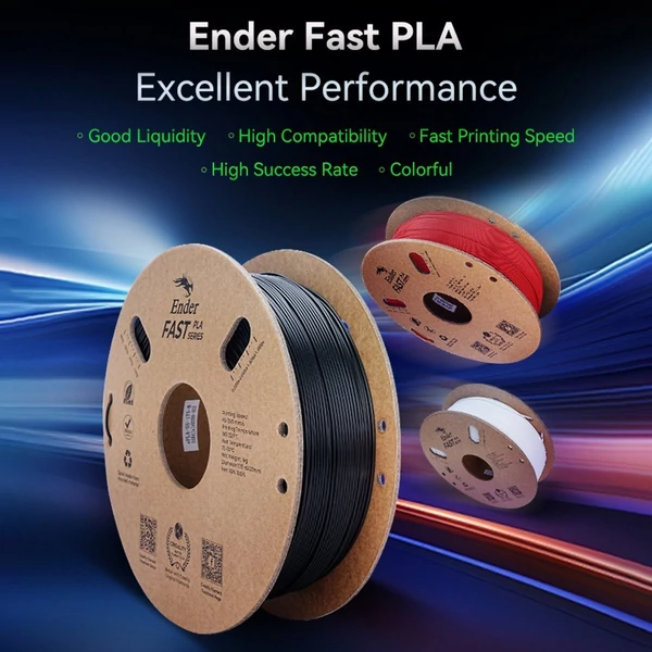 Creality Ender gyors PLA filament, 1,75 mm-es, nagy folyékonyságú, nagy sebességű 3D nyomtatási anyag (1 tekercs) - Fekete