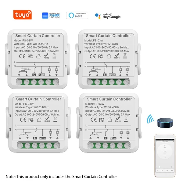 Intelligens függönyvezérlő, WiFi intelligens kapcsoló modul - Tuya APP, 4 db