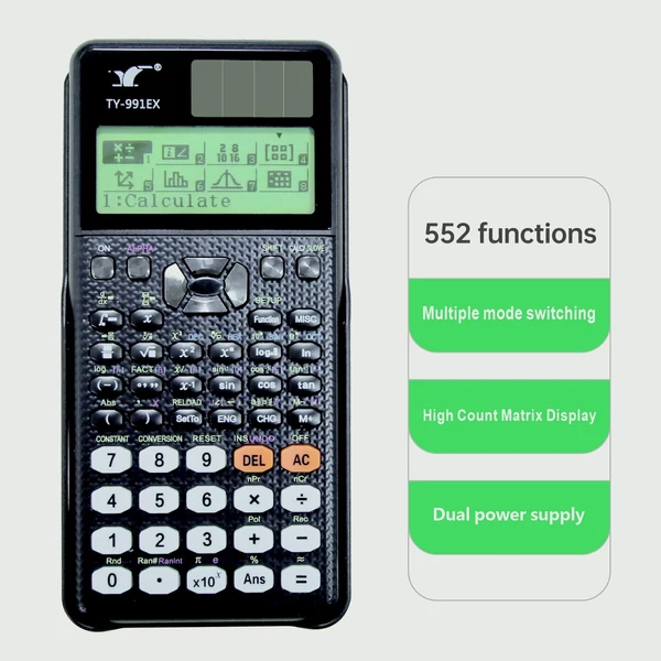 Tudományos számológép, matematikai számológép 552 funkcióval - Fekete