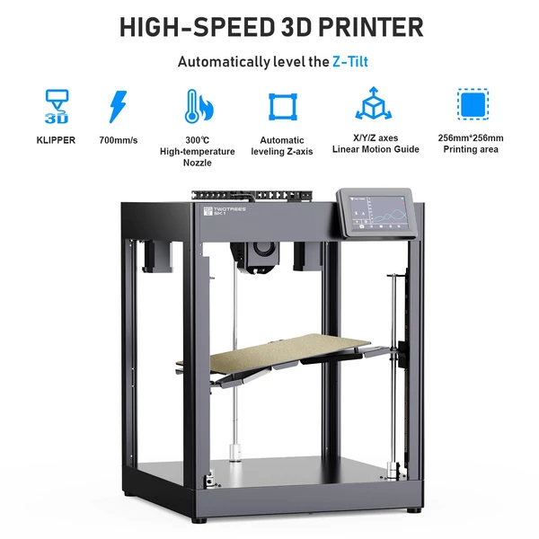 Two Trees SK1 3D nyomtató, 700 mm/s sebességű nyomtatás, kompatibilis a Klipper Firmware Wifi távirányítóval, Z-Tilt automatikus szintezés
