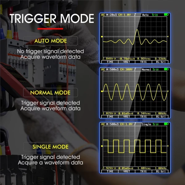 2 az 1-ben oszcilloszkópos multiméter, digitális kijelzős kézi oszcilloszkóp mérő