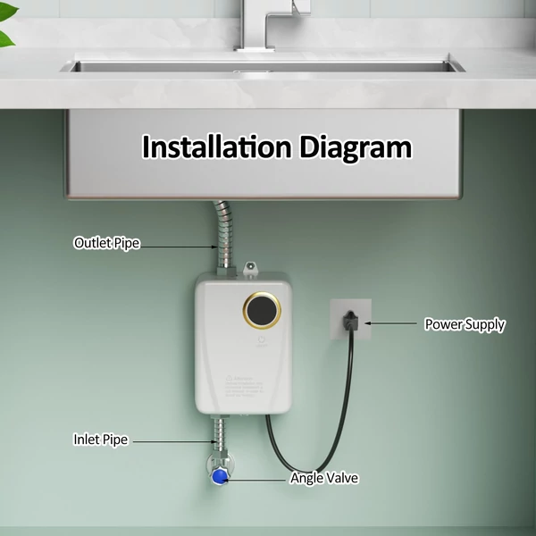 Azonnali vízmelegítő, 3500W 220V - Fehér