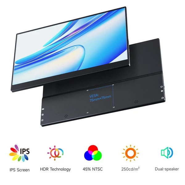 15 hüvelykes hordozható monitor, FHD1080P IPS játék kijelző