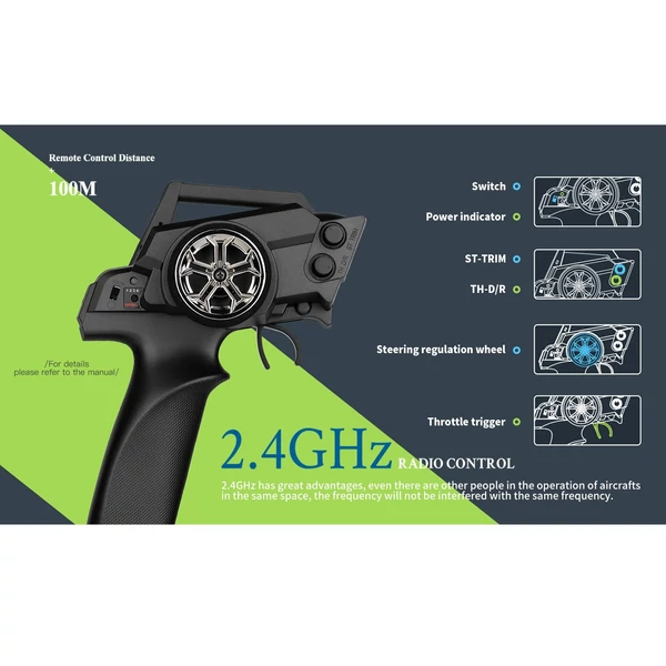 WLtoys 284131 1/28 rövid teherautó, 2,4 GHz-es RC versenyautó - 2 akkumulátor