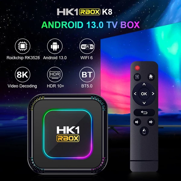 HK1 RBOX K8 Android 13.0 Smart TV Box, RK3528 UHD 4K médialejátszó - 128GB