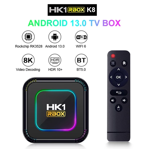 HK1 RBOX K8 Android 13.0 Smart TV Box, RK3528 UHD 4K médialejátszó - 128GB