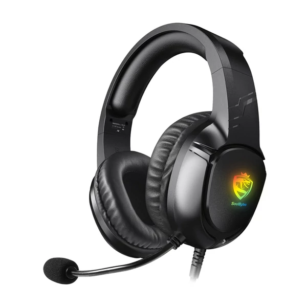 Vezetékes játékfejhallgató, E-sport fülhallgató mikrofon LED lámpával