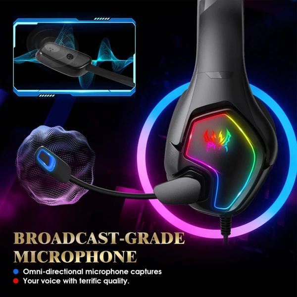 KOTION EACH G3000 3,5 mm, játékhoz fülre helyezhető fejhallgató mikrofonnal, RGB LED lámpa, zajszűrés
