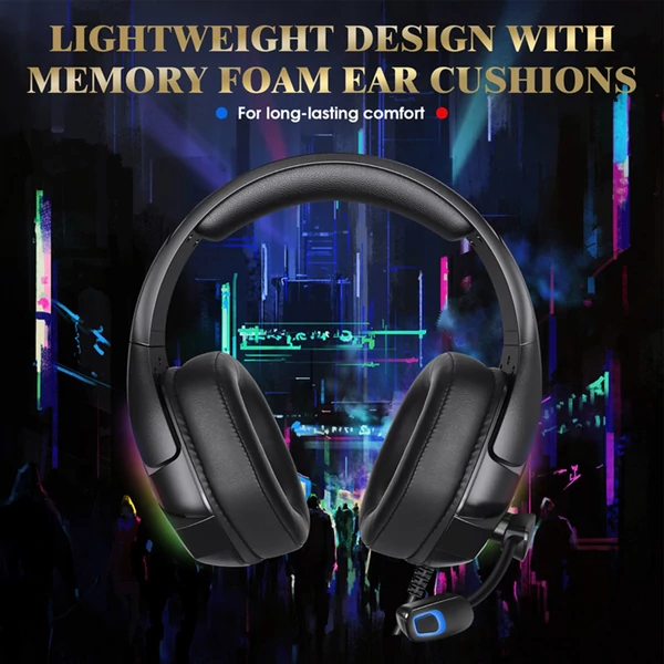 KOTION EACH G3000 3,5 mm, játékhoz fülre helyezhető fejhallgató mikrofonnal, RGB LED lámpa, zajszűrés