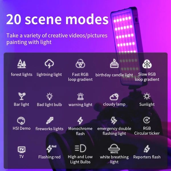Hordozható zseb RGB videolámpa, 10 W-os LED-es töltőfénypanel