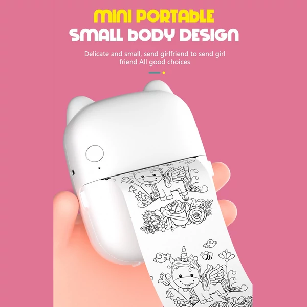 Mini zseb, azonnali hőnyomtató címkekészítő gép, BT vezeték nélküli csatlakozás – 1 papírtekerccsel (57x25 mm)