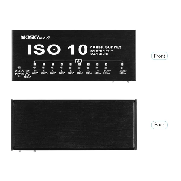 MOSKY ISO-10 hordozható gitárhatású tápegység
