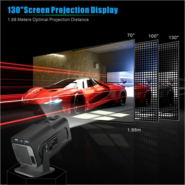 Hordozható intelligens 1080P LCD BT projektor telefonhoz - Fekete
