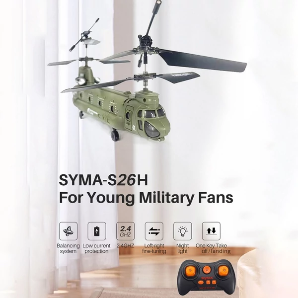 SYMA 2.4G 3CH kettős propeller, fix magasságú szimulációs távirányítós katonai szállító helikopter