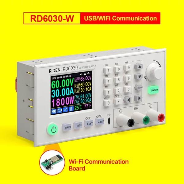 30 A egyenáramú, szabályozott tápegységek, 60 V feszültségstabilizált forrás, 1800 W nagy teljesítmény - RD6030-W