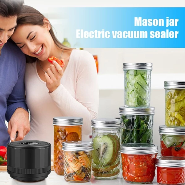 Elektromos befőttesüveges vákuumos tömítőgép készlet széles szájú normál fedéllel és sörnyitóval, LED-es kijelzővel, erős szívású konyhai eszközzel - Automatikus